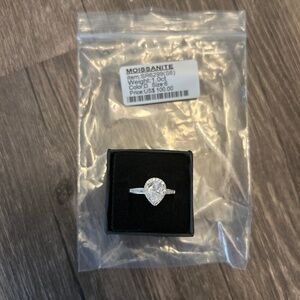 Moissanite teardrop 1 carat size 6 ring Sterling silver band
